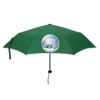 Schneekugel / Winterzauber / Schnee / Souvenir - Regenschirm (klein) - Flaschengrün - Vorne