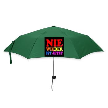 Nie wieder ist jetzt - Regenschirm (klein) - Flaschengrün - Vorne