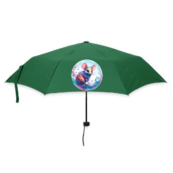 Tier in Seifenblase / kindlich / niedlich / Maus - Regenschirm (klein) - Flaschengrün - Vorne