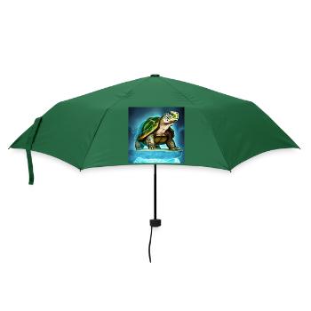 Schildkröte auf einem Gletscher - Regenschirm (klein) - Flaschengrün - Vorne