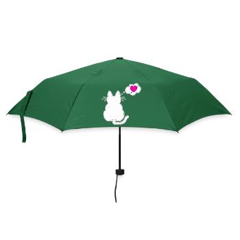 Love my cat & my cat loves me - Regenschirm (klein) - Flaschengrün - Vorne