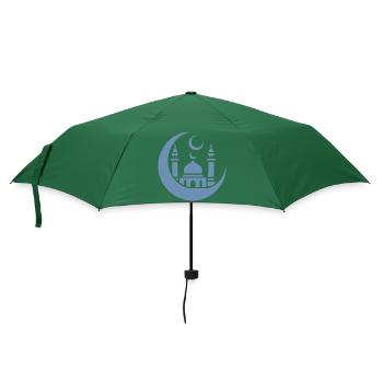 Moschee Silhouette mit Halbmond: Islamische Kunst - Regenschirm (klein) - Flaschengrün - Vorne