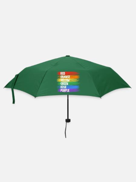 Regenbogenfarben Streifenkunst - Regenschirm (klein) - Flaschengrün
