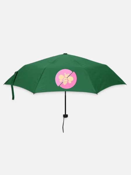 Pastellrosa Kontrastbiene - Regenschirm (klein) - Flaschengrün