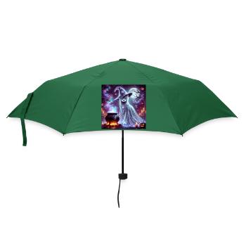 Mysteriöse Zauberer-Geisterkatze - Regenschirm (klein) - Flaschengrün - Vorne