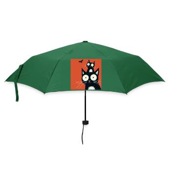 Neugierige Katzenfreunde - Regenschirm (klein) - Flaschengrün - Vorne