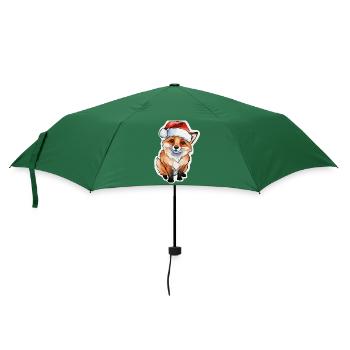 Fuchs Weihnachten Wasserfarben - Regenschirm (klein) - Flaschengrün - Vorne
