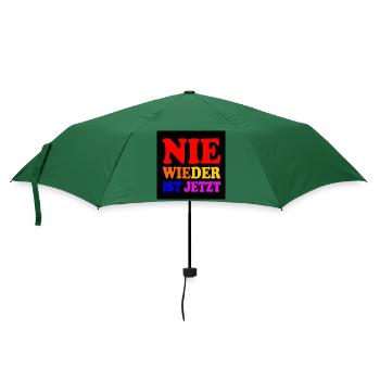 Nie wieder ist jetzt - Regenschirm (klein) - Flaschengrün - Vorne