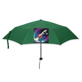 Retro-Raketenstart – Futuristisches Weltraumdesign - Regenschirm (klein) - Flaschengrün - Vorne