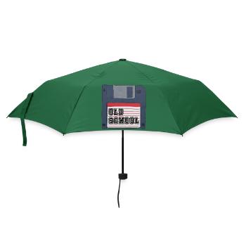 Old school Diskette Retro Vintage 80er 90er Kids - Regenschirm (klein) - Flaschengrün - Vorne