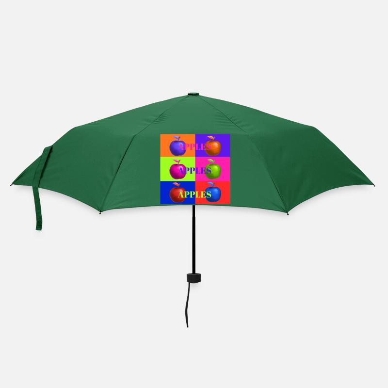 Pop Art Apfel Collage Design - Regenschirm (klein) - Flaschengrün