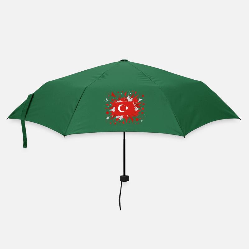 Türkische Flagge mit Artistic Splash Rain - Regenschirm (klein) - Flaschengrün