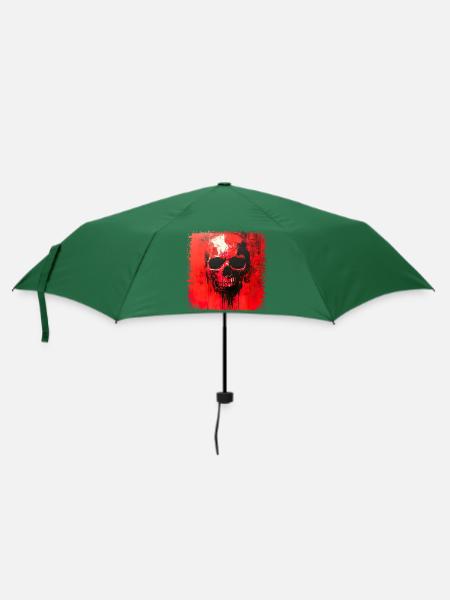 Dunkler Skull Kunstdruck - Regenschirm (klein) - Flaschengrün