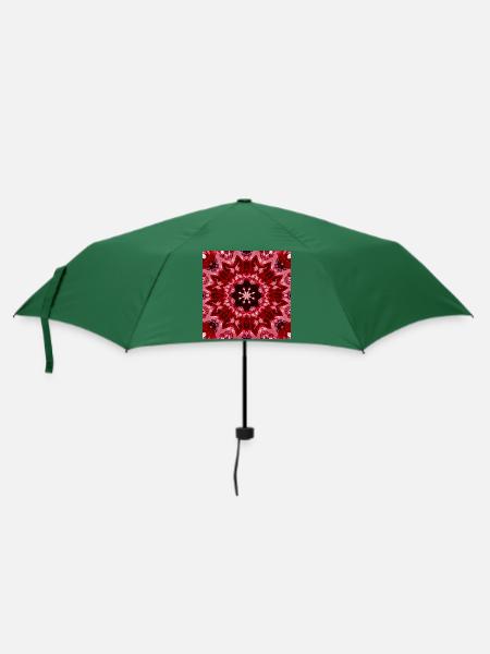 Rotes Mandala Kaleidoskop - Regenschirm (klein) - Flaschengrün