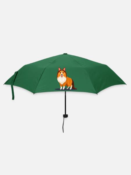 Kleiner Sheltie (Comic) - Regenschirm (klein) - Flaschengrün