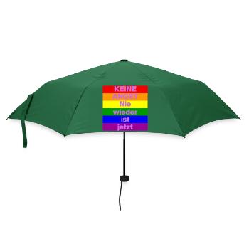 KEINE ANGST NIE WIEDER IST JETZT,  NO NZS, NO AFD - Regenschirm (klein) - Flaschengrün - Vorne