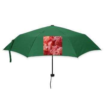 Intensive rosa Seidenblüten - Regenschirm (klein) - Flaschengrün - Vorne