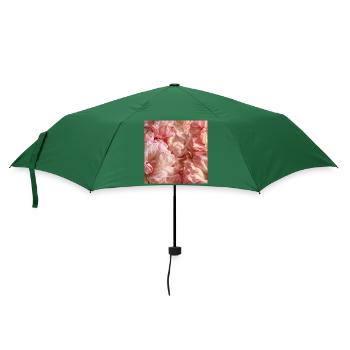 Blühende rosige Pfingstrosen - Regenschirm (klein) - Flaschengrün - Vorne