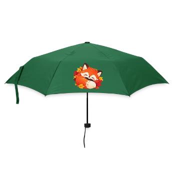 Ruhevoller Herbstfuchs im Laub - Regenschirm (klein) - Flaschengrün - Vorne
