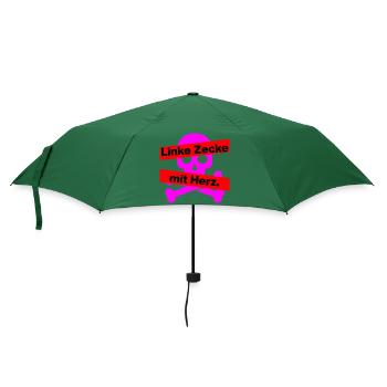 LINKE ZECKE MIT HERZ PINKES STATEMENT GEGEN RECHTS - Regenschirm (klein) - Flaschengrün - Vorne