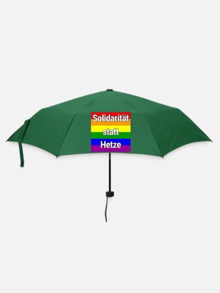 SOLIDARITÄT STATT HETZE REGENBOGEN ZUSAMMENHALT - Regenschirm (klein) - Flaschengrün