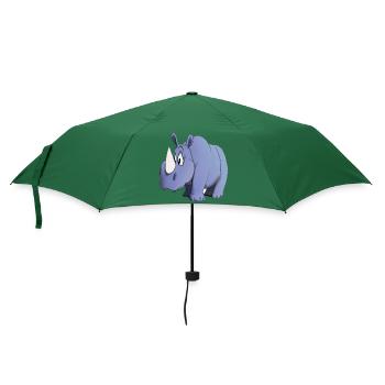Kawaii Cartoon Rhino - Regenschirm (klein) - Flaschengrün - Vorne