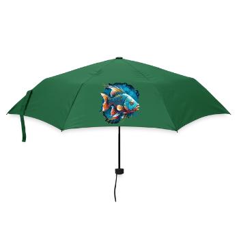 Forellenangeln - Regenschirm (klein) - Flaschengrün - Vorne