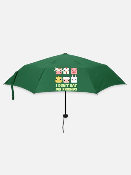 Schwein Fisch Hase Freunde Design für Veganer - Regenschirm (klein) - Flaschengrün