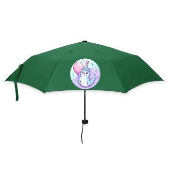 Robbe Tier Geburtstag Comic - Regenschirm (klein) - Flaschengrün - Vorne