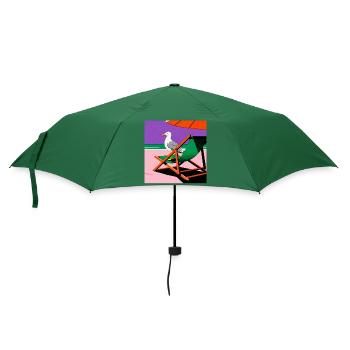 Colorful beach chair and seagull - Umbrella (small) - bottlegreen - Front