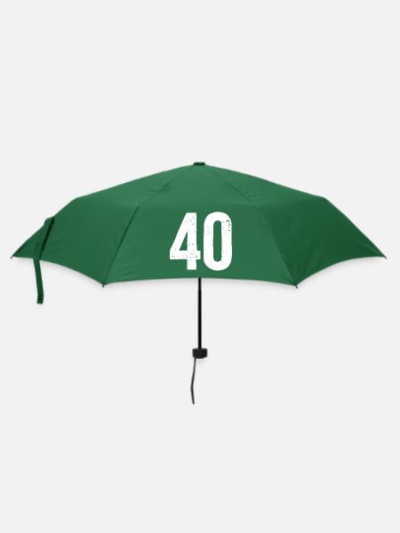 40 Zahlen Weiß - Regenschirm (klein) - Flaschengrün