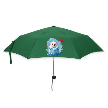 Verschenke diesen süßen Eisbären zum Valentinstag - Regenschirm (klein) - Flaschengrün - Vorne