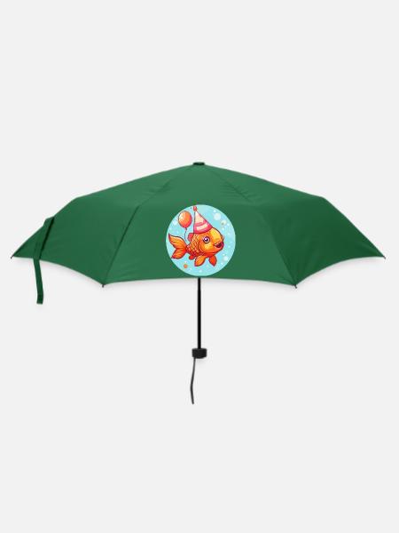 Goldfische Geburtstag Comic - Regenschirm (klein) - Flaschengrün