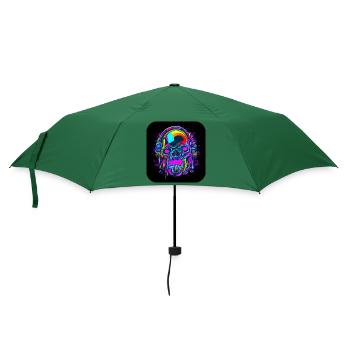 Neon Schädel Abstrakt Cyberpunk Style - Regenschirm (klein) - Flaschengrün - Vorne