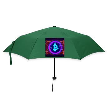 Bitcoin verbunden mit der Matrix - Regenschirm (klein) - Flaschengrün - Vorne