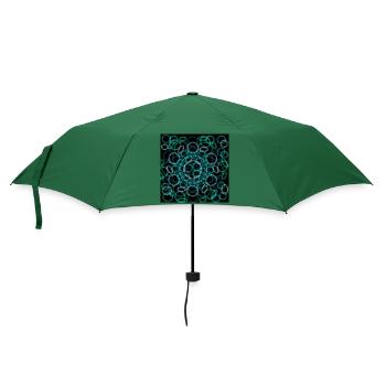 Abstraktes Kreisdesign auf schwarzem Hintergrund - Regenschirm (klein) - Flaschengrün - Vorne