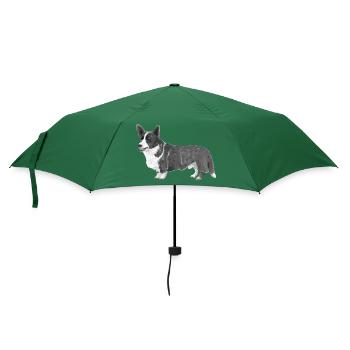 Walisische Corgi-Strickjacke - Regenschirm (klein) - Flaschengrün - Vorne