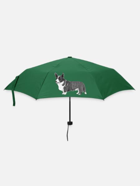 Walisische Corgi-Strickjacke - Regenschirm (klein) - Flaschengrün
