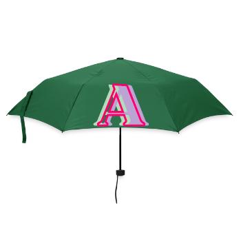 Buchstabe A mehrfarbig - originelle Geschenkidee - Regenschirm (klein) - Flaschengrün - Vorne