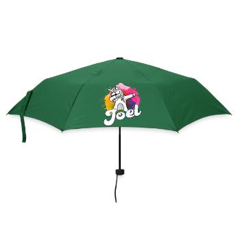 JOEL - Schöner Jungen Name mit Coolem Einhorn - Regenschirm (klein) - Flaschengrün - Vorne