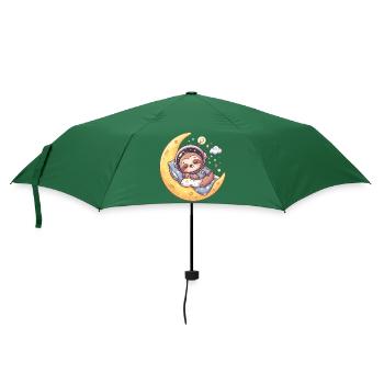 Ein süßes Faultier im Weltraum, Mondschlaf - Regenschirm (klein) - Flaschengrün - Vorne