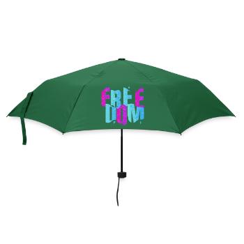 Freedom Freiheit Schriftzug - Regenschirm (klein) - Flaschengrün - Vorne