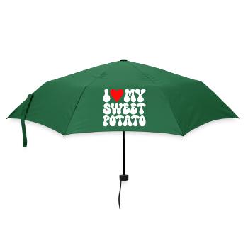 Ich liebe mein Süßkartoffel-Pärchen Thanksgiving - Regenschirm (klein) - Flaschengrün - Vorne