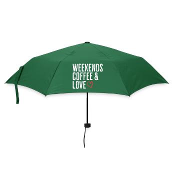 Kaffee & Liebe Wochenende Humor Romantisches Wochenende - Regenschirm (klein) - Flaschengrün - Vorne