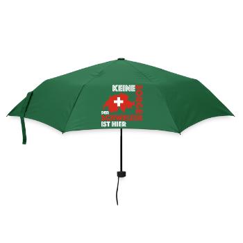 Keine Sorge der Schweizer ist hier | Sprichwort - Regenschirm (klein) - Flaschengrün - Vorne