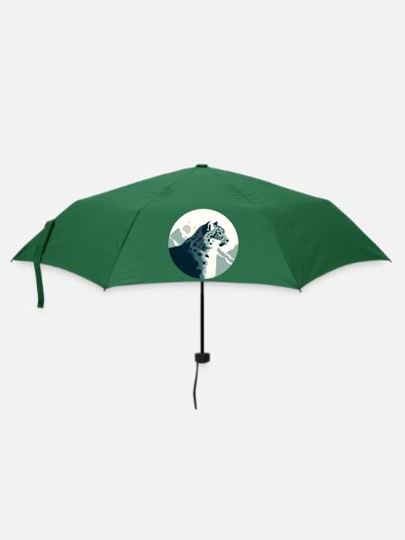 Schneeleopard - Regenschirm (klein) - Flaschengrün