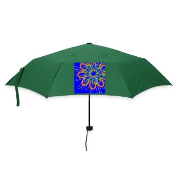 Abstrakte Blume auf blauem Hintergrund - Regenschirm (klein) - Flaschengrün - Vorne