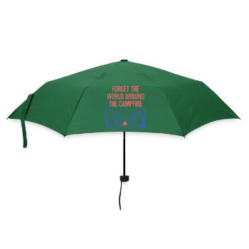 World Around the Campfire Camping Sayings Camper - Regenschirm (klein) - Flaschengrün - Vorne