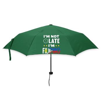 Ich bin nicht zu spät, ich bin Filipino Witz für - Regenschirm (klein) - Flaschengrün - Vorne