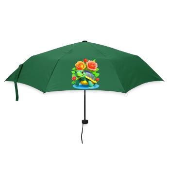 Schildkröte zwischen den Rosen - 2 - Regenschirm (klein) - Flaschengrün - Vorne